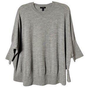 J. Crew Womens Gray Merino Wool Half Sleeve Minimalist Soft Swing Sweater XL